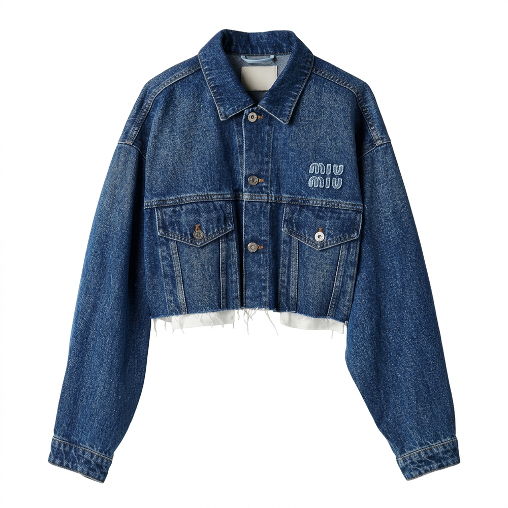 Miu Jeansjacke auf weißem Hintergrund