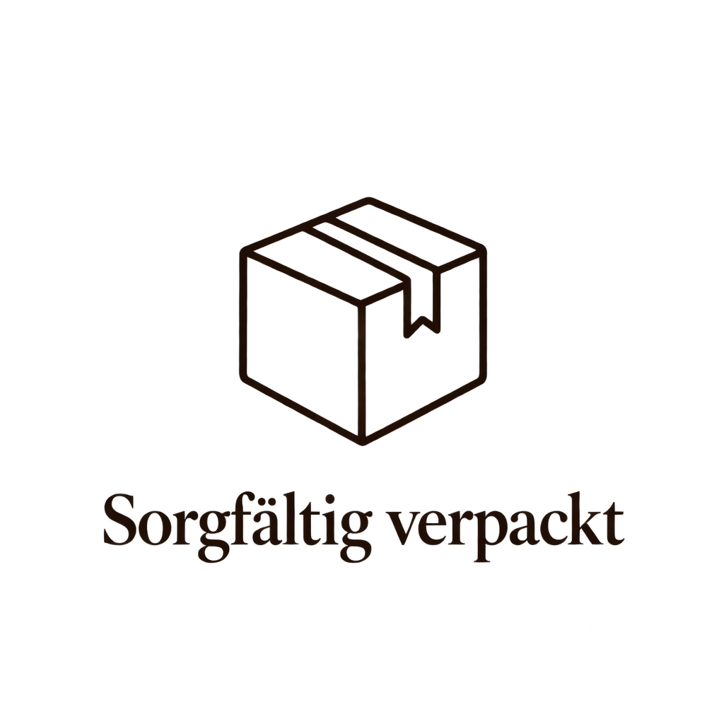Paket mit Beschriftung „Sorgfältig verpackt“