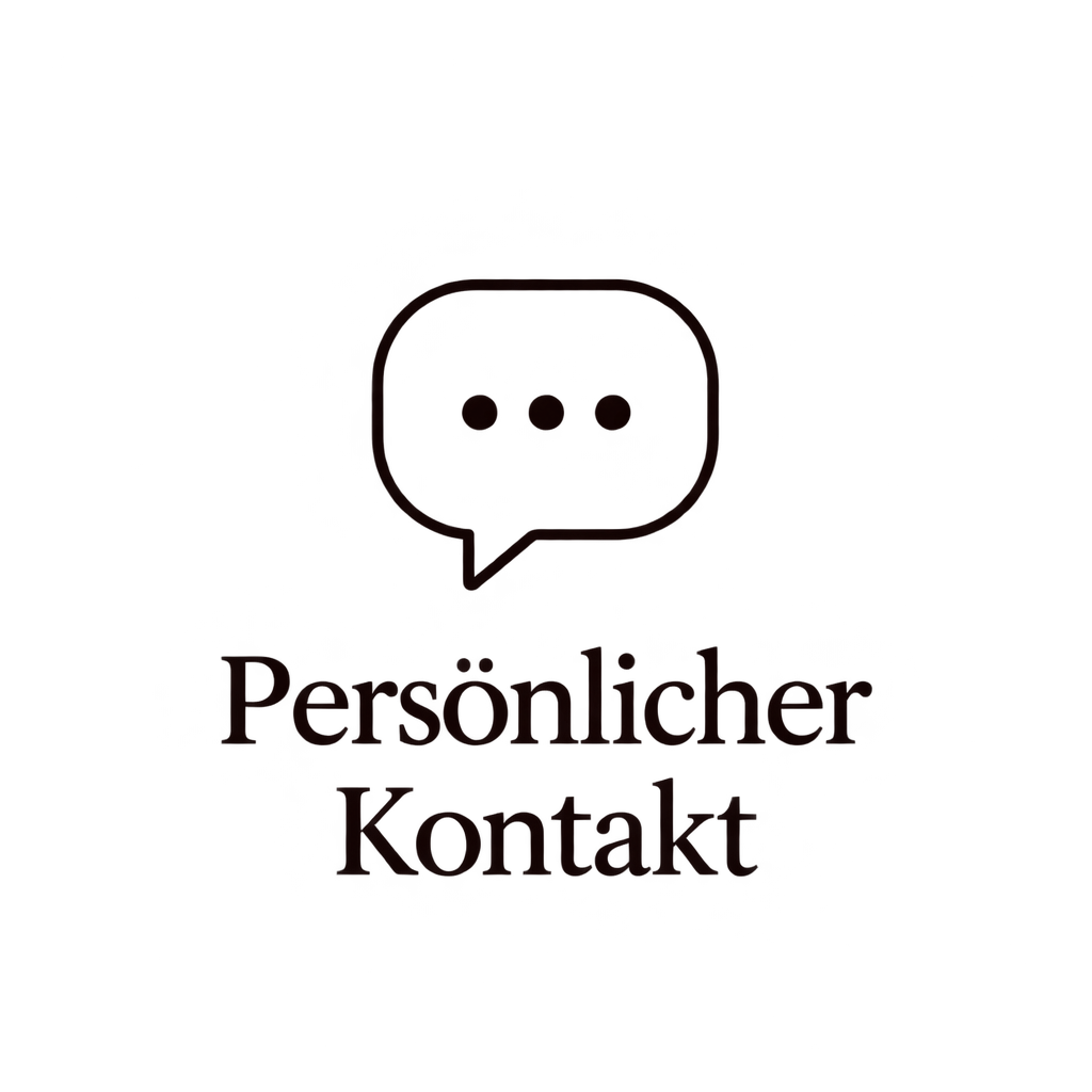 Sprechblase mit Beschriftung „Persönlicher Kontakt“